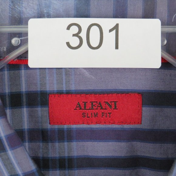 Alfani* Men's Short Sleeve Button Down Slim Fit Shirt‎ Size Large Purple Pattern - Picture 3 of 8